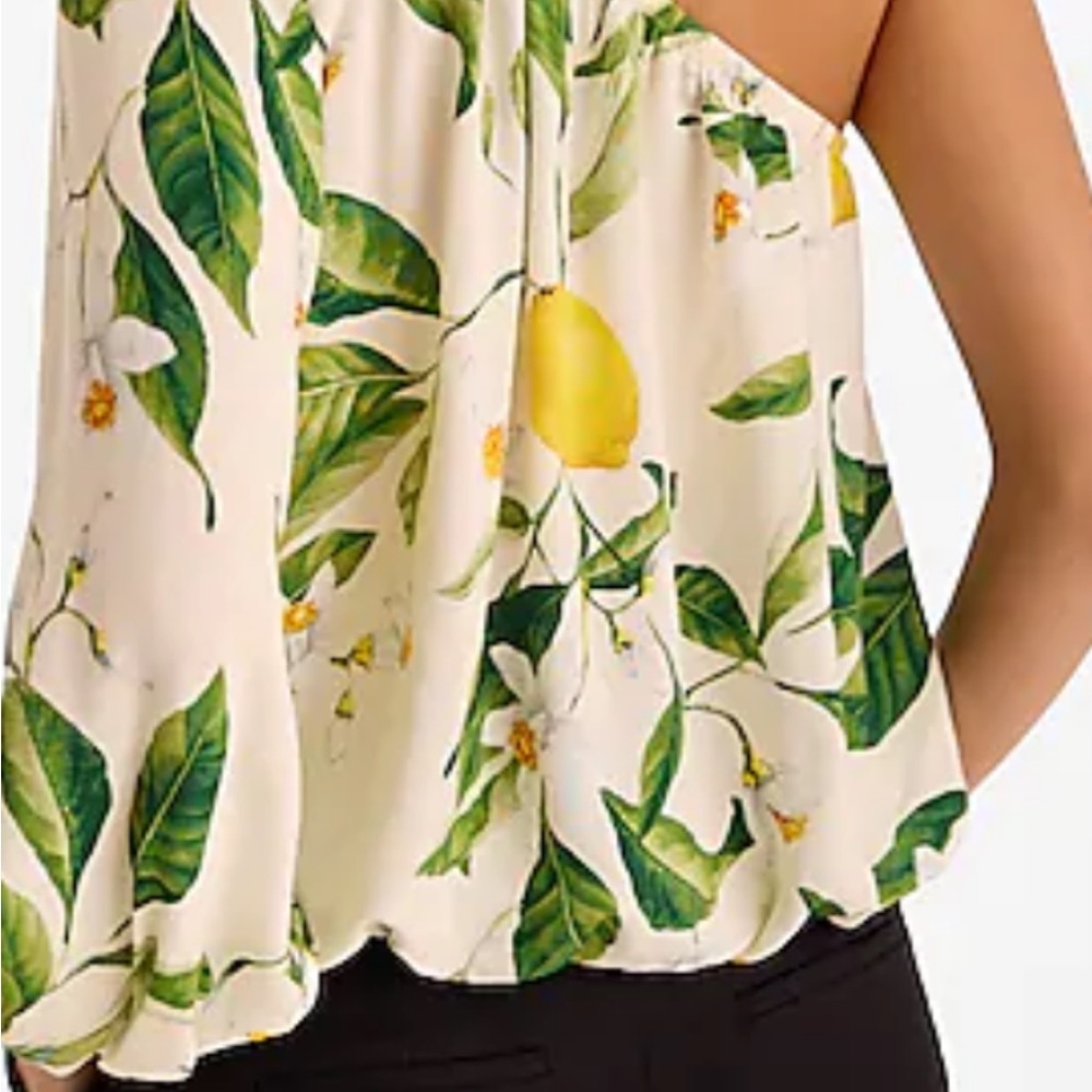 Express Cream Asymmetrical Ruffled Sleeveless Blo… - image 1